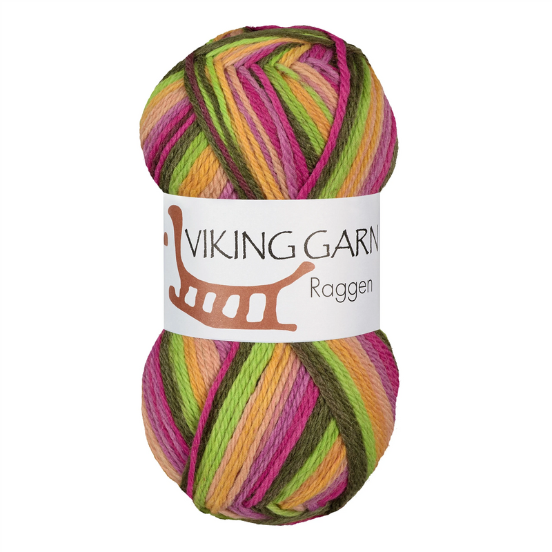 Viking Raggen 744 Grøn/ gul/ rosa