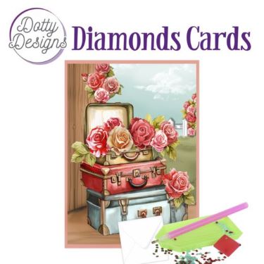 Diamond Card Roses & suitcases