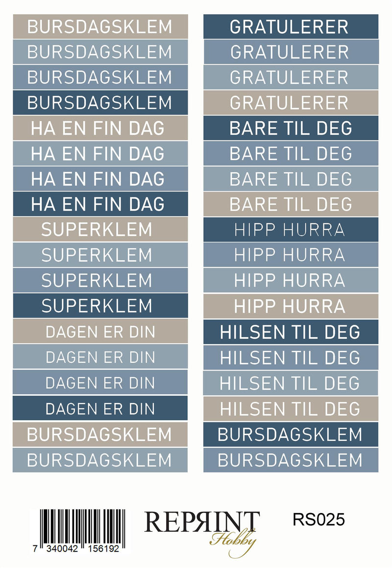 Stickers Reprint - Hip hip horray Norsk text - 11x16 cm