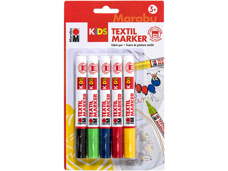 Marabu KIDS Textile Painter – Sett med 5 farger