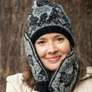 Geitestrikk lue & votter Sort/grå