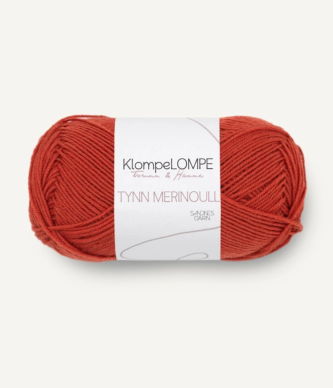 Klompelompe tynn merino 3837 Rød tegl