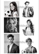 Sort/hvit gutter og jenter A4 klippeark