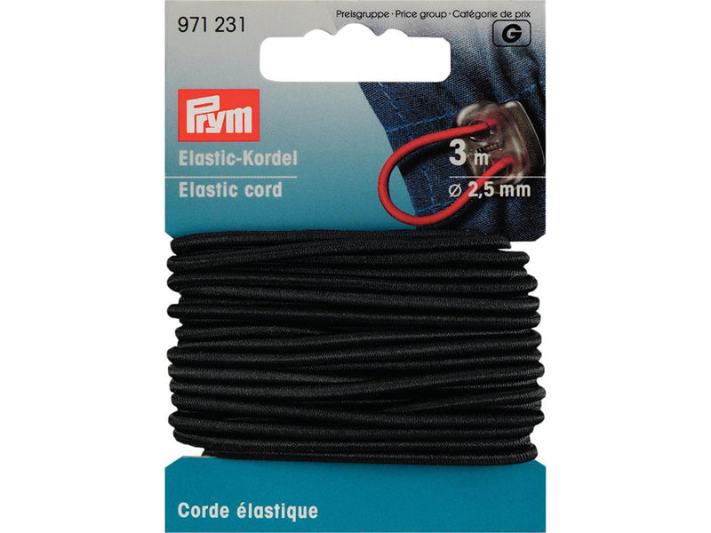 Prym Elastisk strikk 2,5mm – 3m – Sort