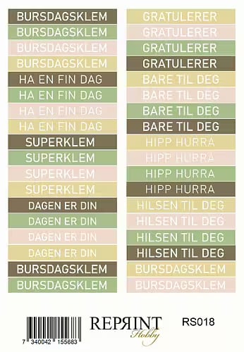 Stickers Reprint - Summer Collection Text Norsk - 11x16 cm