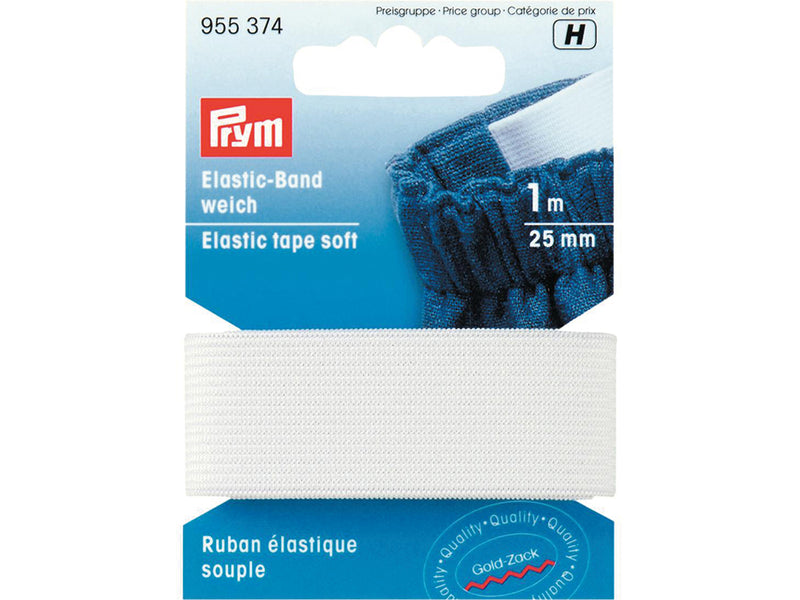 Prym Elastisk Strikk - 25 mm - 1 m - Hvit