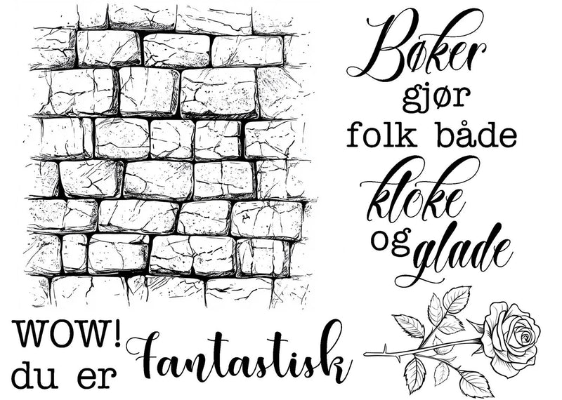 Stämpelset Reprint - The Bookshop Collection Norsk text - 10 x 7,5 cm