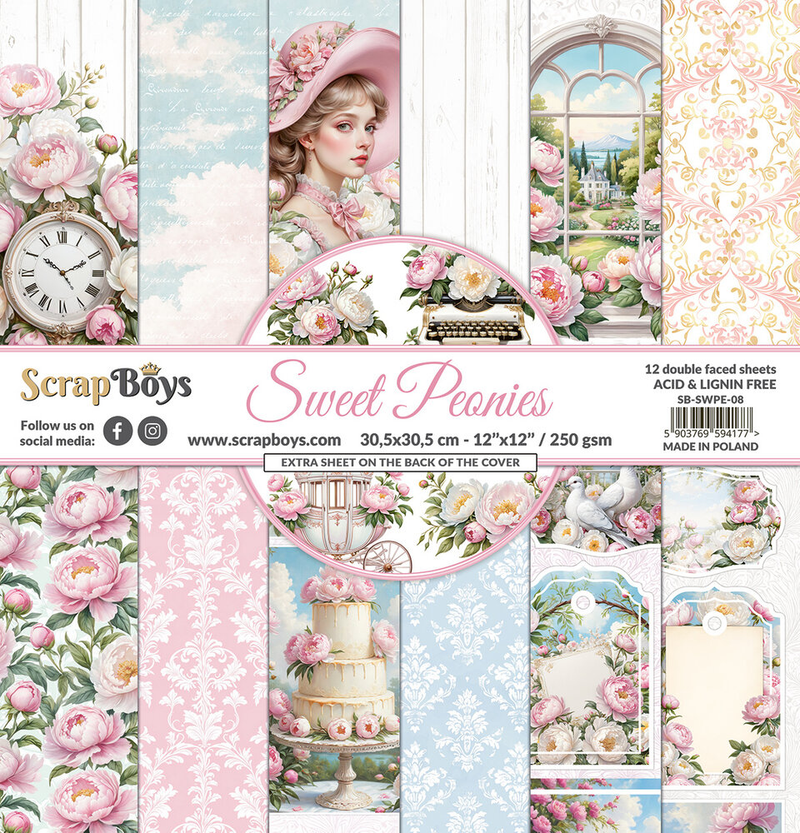 Sweet Peonies 12x12 Inch Paper Pad