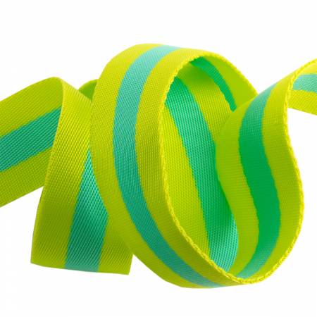 Tula Pink striped Nylon Webbing-1.5in wide -Classic Lime Zest - A game Changer in Bag Making! I do n