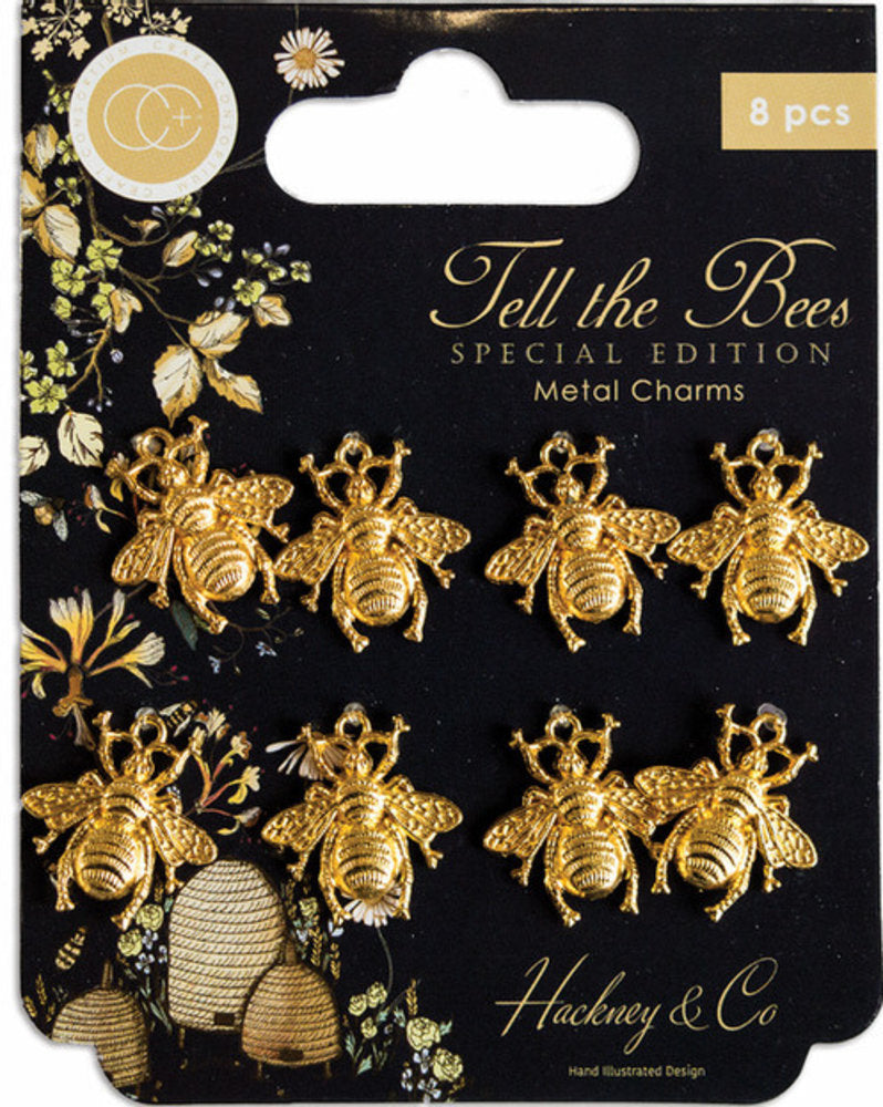 Tell the Bees Special Edition Metal Charms Gold Bees