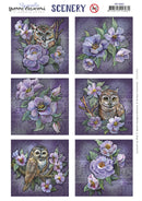 Aquarella owls and flowers square