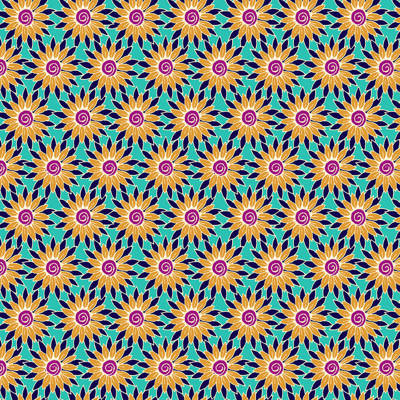 Henna sunflower gul/turkis