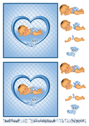 Blå baby hjerte 3d ark