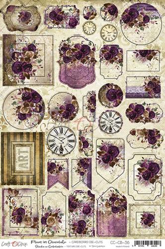 Cardboard die-cuts 20,3x30,5cm Plum In Chocolate, pre-cut