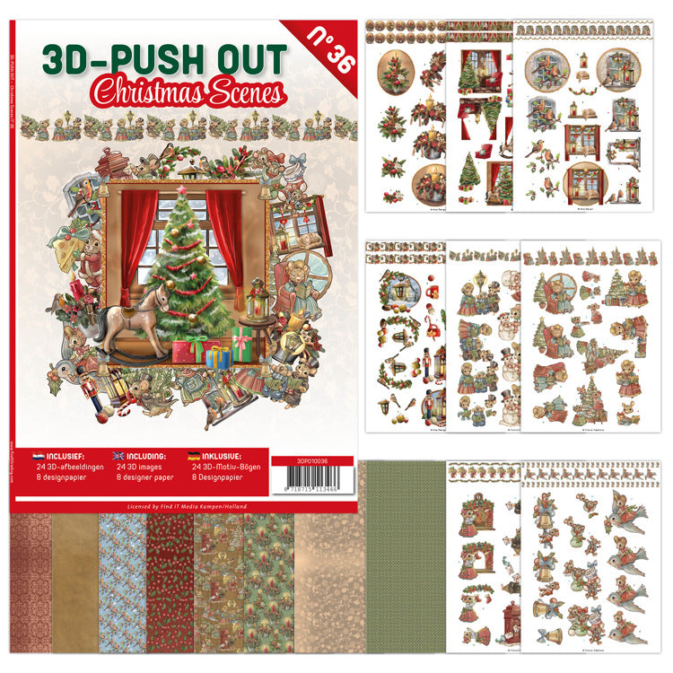 3d-push out 36 Christmas scenes