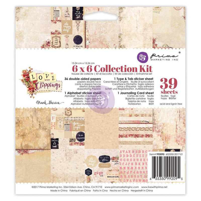 Prima 6x6 paper pad Love klippings