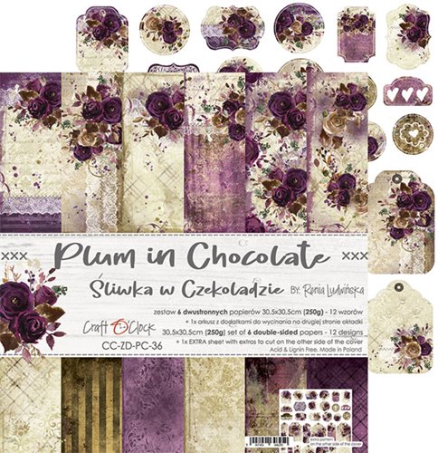 Plum in chocolate 12"x12" arkpakke