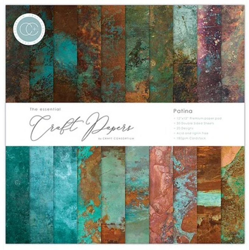 Essential Craft Papers 12x12 Inch Paper Pad Patina