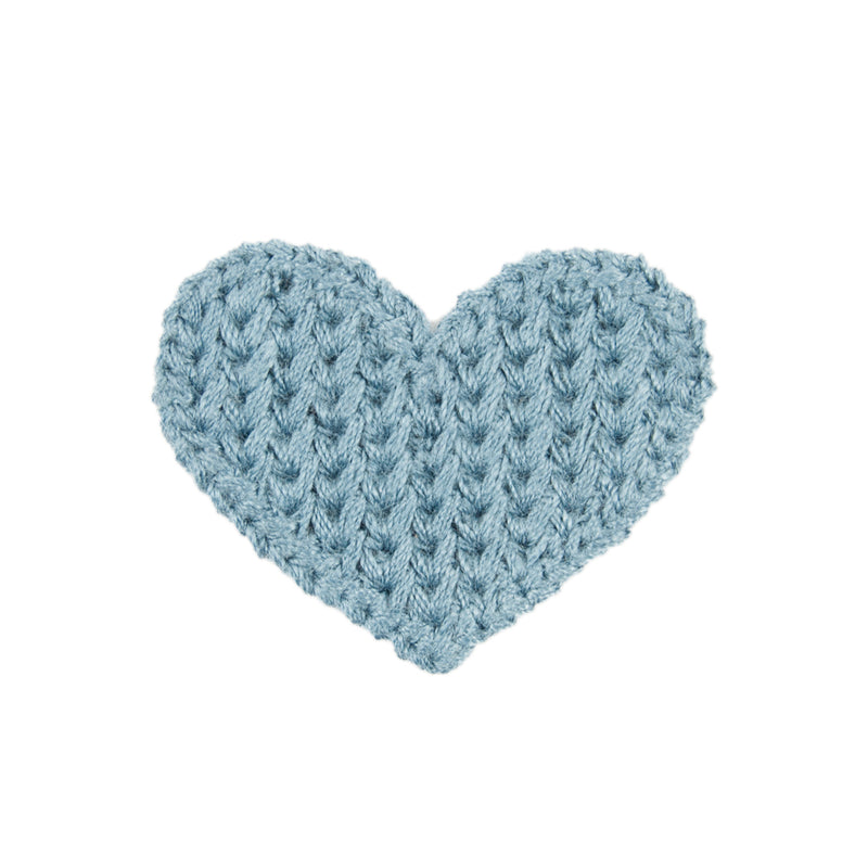 Tekstilmerke hjerte blå ca 3 cm