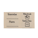 Merkelapp med tekst 35x65mm – Størrelse og vaskeanvisning