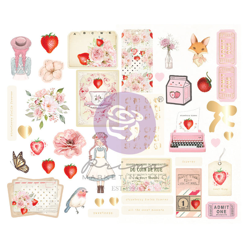 Strawberry Milkshake Chipboard Stickers