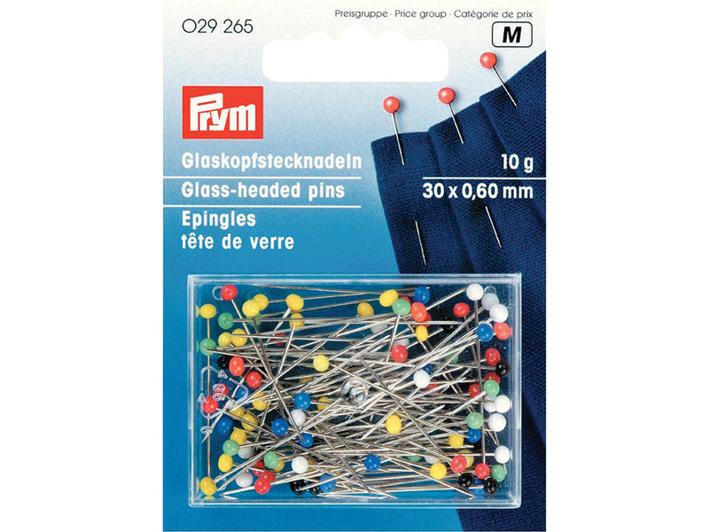 Prym Knappenåler Glasshode No.9 30mm 10g – Ass. farger