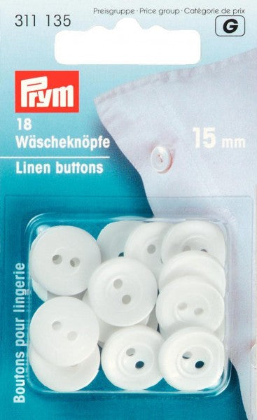 Prym Knapper 15 mm - 18 stk - Hvit