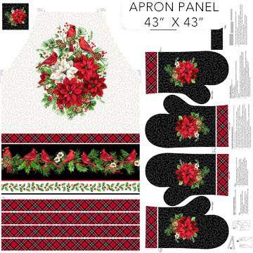 Cardinal christmas apron panel