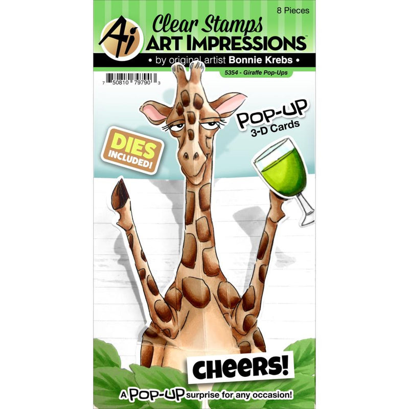 Giraffe pop ups stempel og diessett