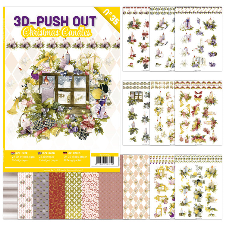 3d-push out 35 Christmas candles