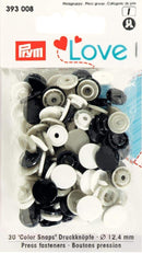 Prym Love Color Snaps Svart-Grå-Kvit 12,4mm