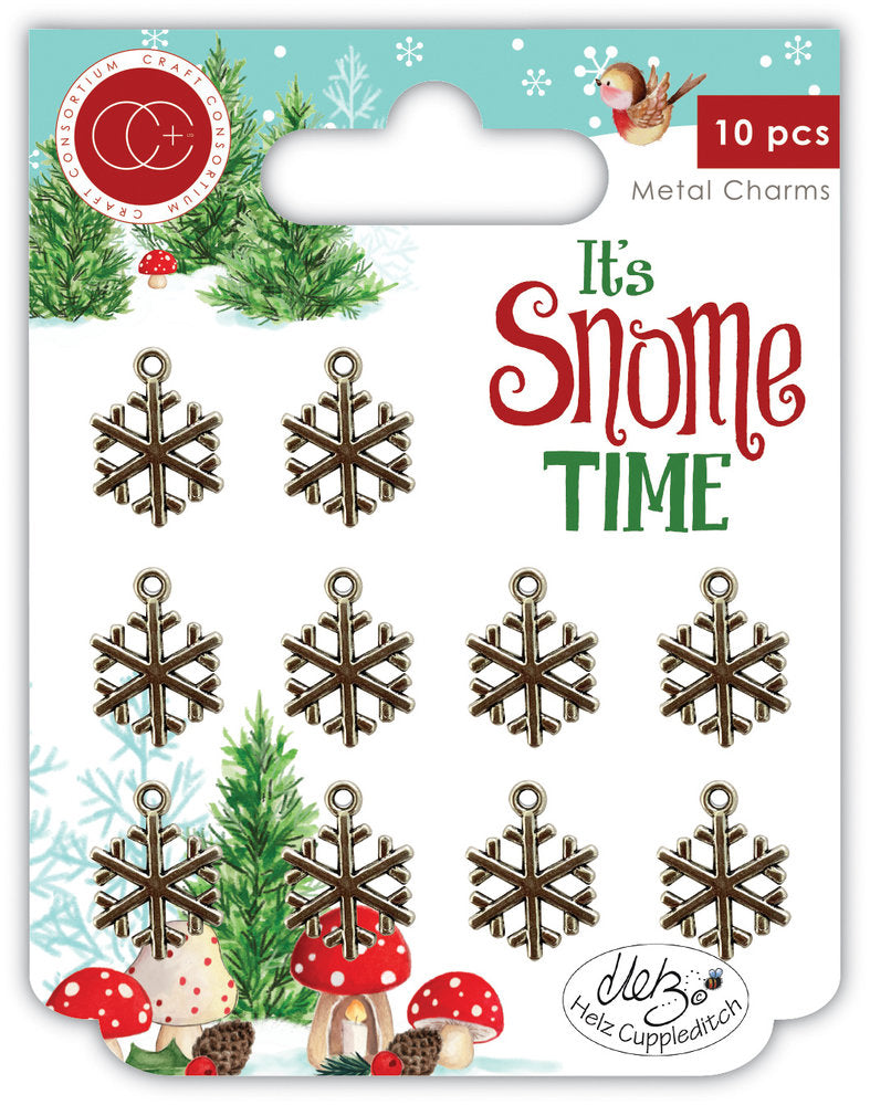 It's Snome Time Metal Charms Snowflakes