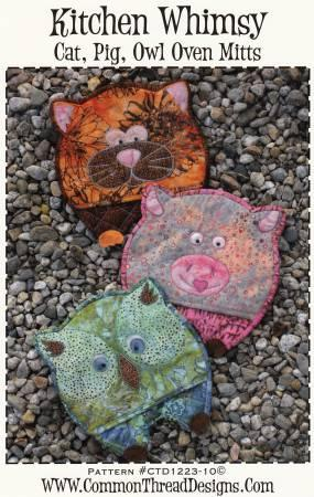 Kitchen whimsy Cat,pig, owl oven mitts