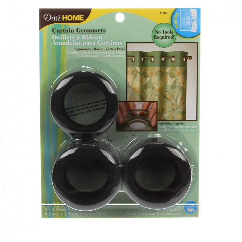 Curtain Grommet Large Matte Black 1-9/16in 8ct