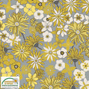 Gule blomster på grått