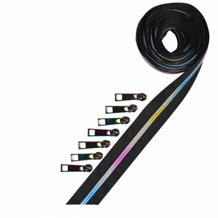 Metallic zipper tape Rainbow
