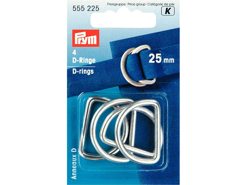 Prym D-ring 25mm 4stk – Sølv