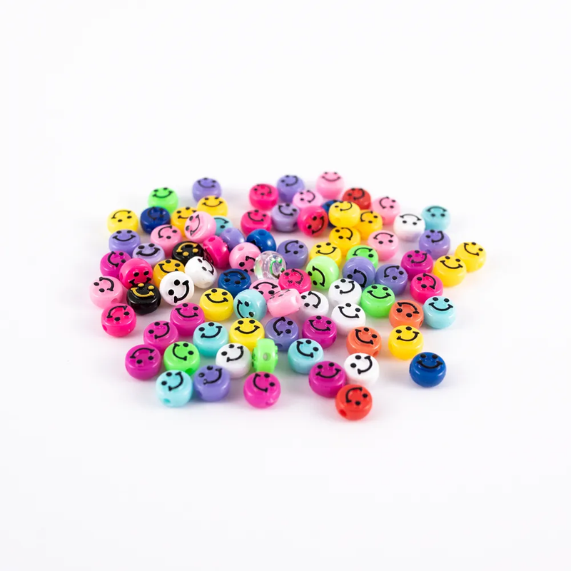 Perle Smiley Rund/flat Farger 8mm