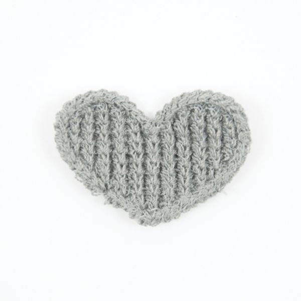 Tekstilmerke hjerte grå ca 3 cm