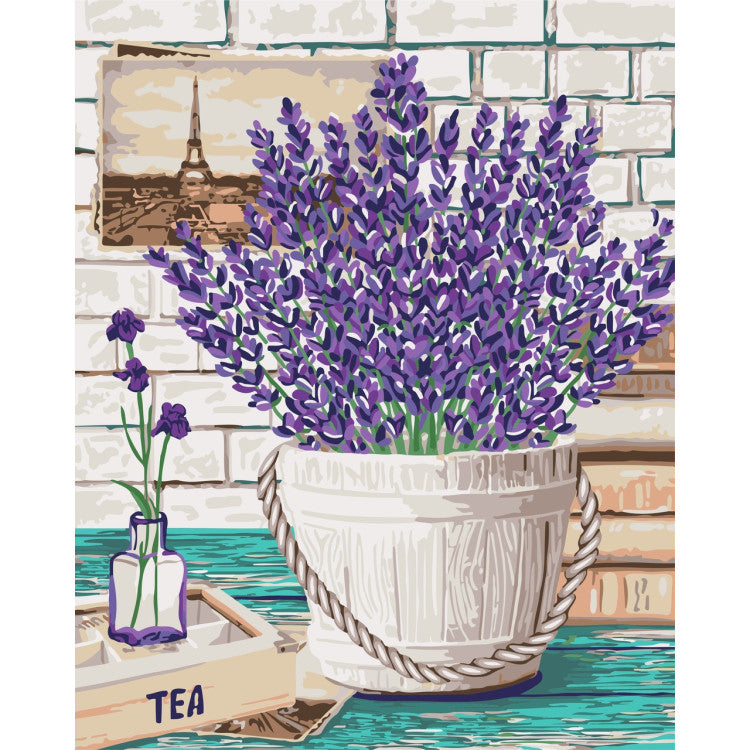 WIZARDI PAINTING BY NUMBERS KIT LAVENDER AROMA 40X50 CM