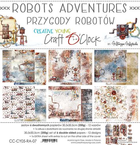 Robots adventures 12x12" paper pack