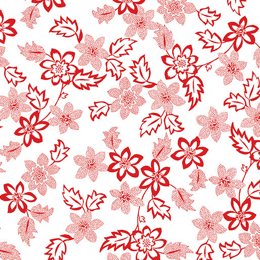 Dotted blossoms white/red  0,5m